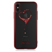 Пластиковый чехол со стразами Swarovski Kingxbar Wish Series для iPhone X Heart красный