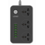 Сетевой фильтр LDNIO SC3604 Power Strip 2500W 3 розетки, 6 USB, 2 м черный