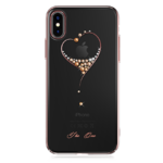 Пластиковый чехол со стразами Swarovski Kingxbar Wish Series для iPhone X Heart розовое золото