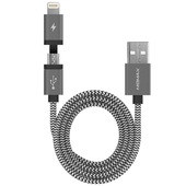 Плетеный кабель Momax MFI Elite Link 2 in 1 Cable Lightning + micro USB 1 метр для iPad / iPhone / iPod / Android черный (DL4)