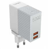 Сетевое зарядное устройство + внешний аккумулятор LDNIO PA606 2 in 1 - 5200 мАч, 2 USB белое