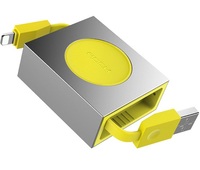 Кабель Rock Retractable Charge & Sync Cable Lightning to USB 80 см для iPad / iPhone / iPod желтый (RCB0547)